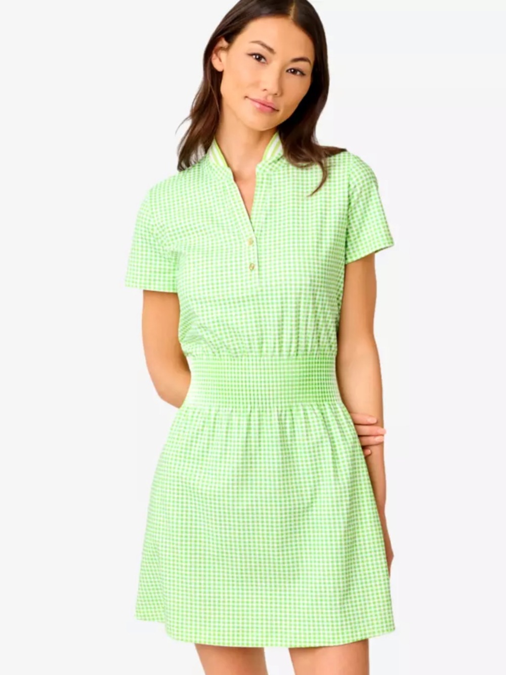 Lilly Pulitzer UPF 50 Luxletic Love Active Tennis Dress Green Gingham XXS